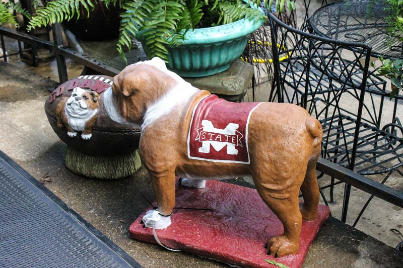 Mississipi State Bulldogs fountains and statuary.