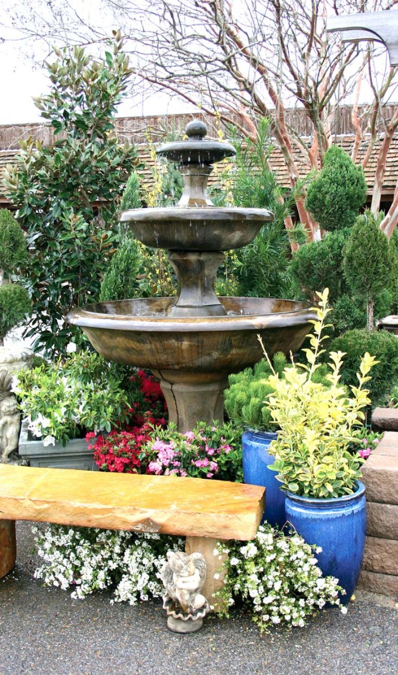 Beautiful three tier water fountain at the Quality Landscape and Garden Center.