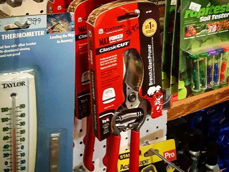 Handy garden clippers and pther tools are in the gift shop.